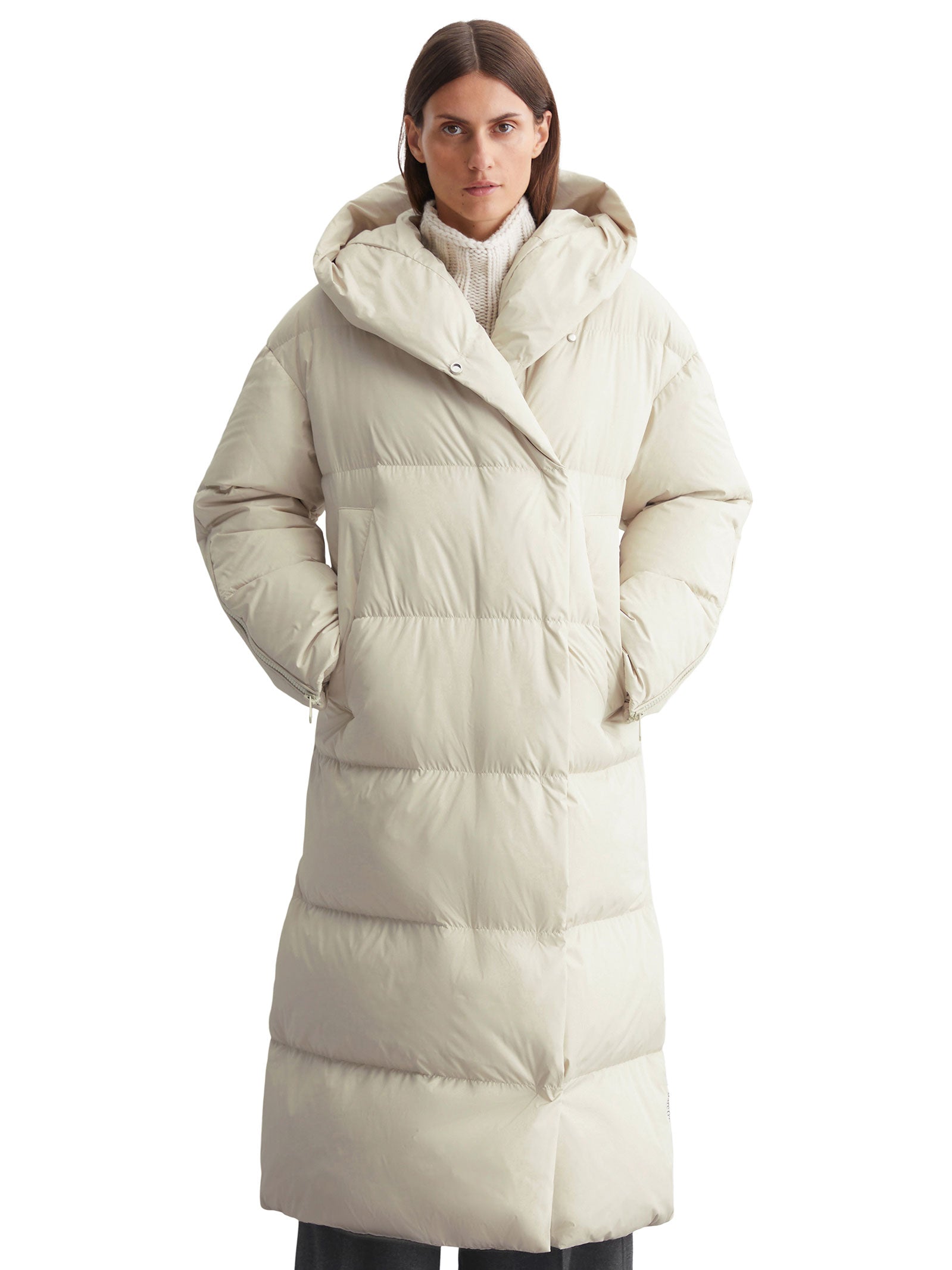 Marc O'Polo Gisele women's down jacket long black and beige – Itgoes