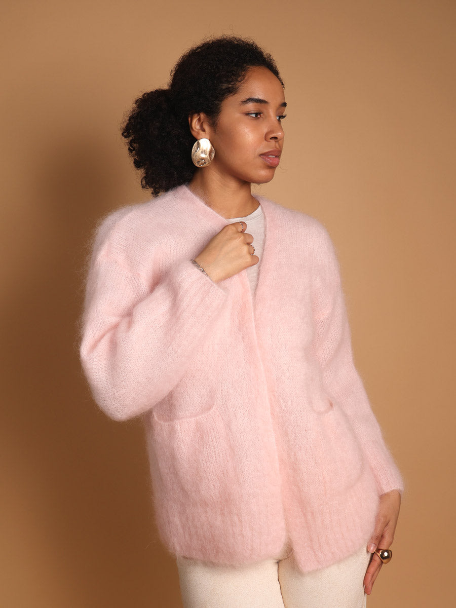 トップス RADIANT Mohair cardigan Womens Fuzzy Sweaters Cardigan V