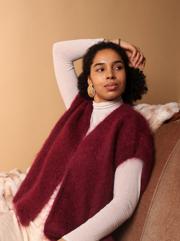 Smooth kid mohair cardigan sleeveless