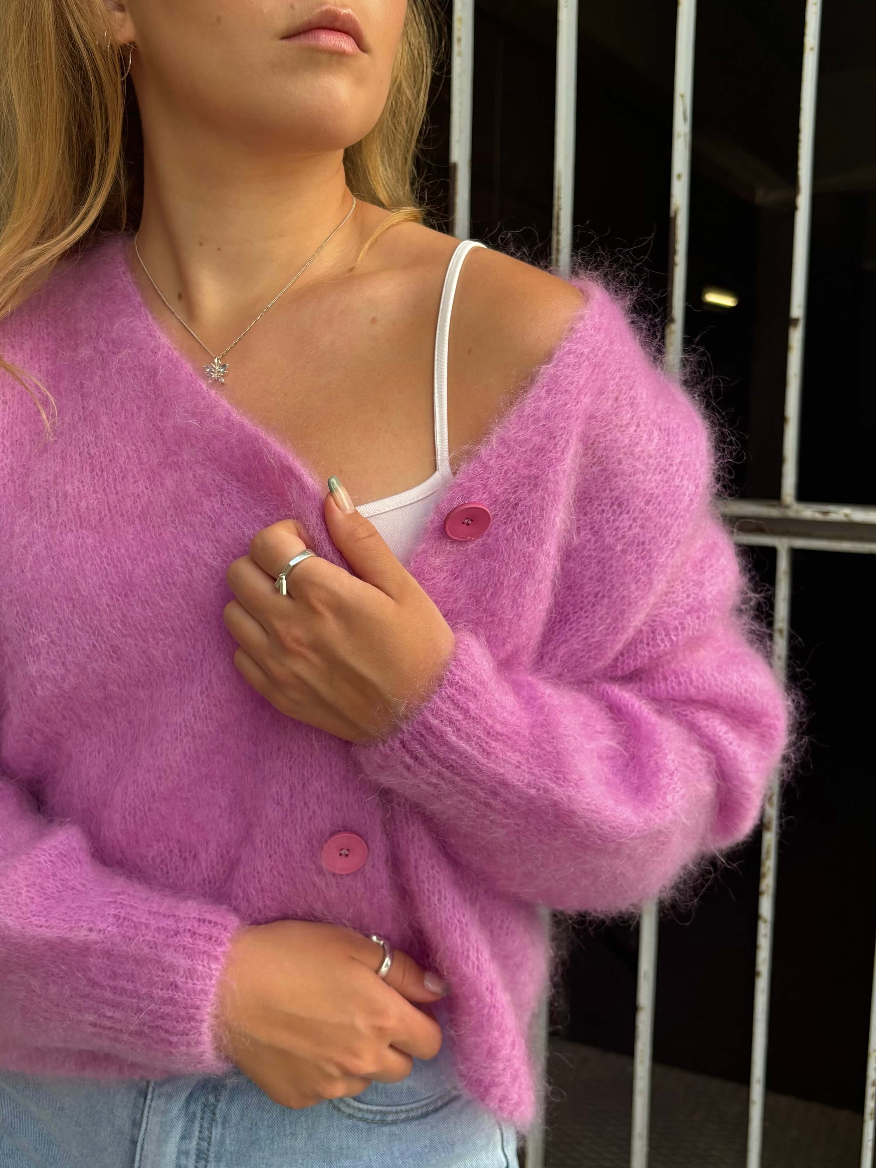 The Toè PARASOL KID MOHAIR CARDIGAN ピンク Parasol Kid Mohair Cardigan – THE TOÉ