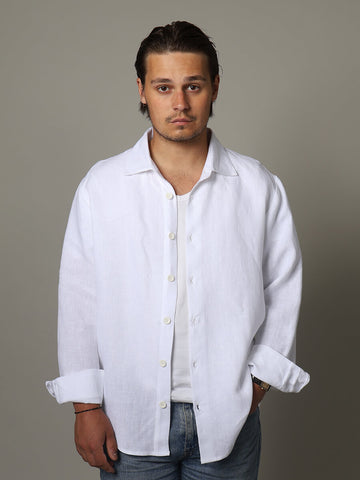 Casual fit pellavakauluspaita