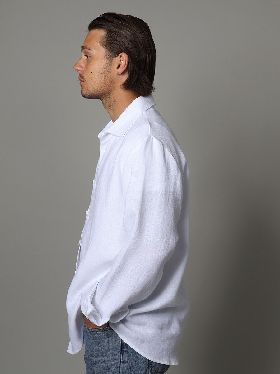 Casual fit linen collared shirt