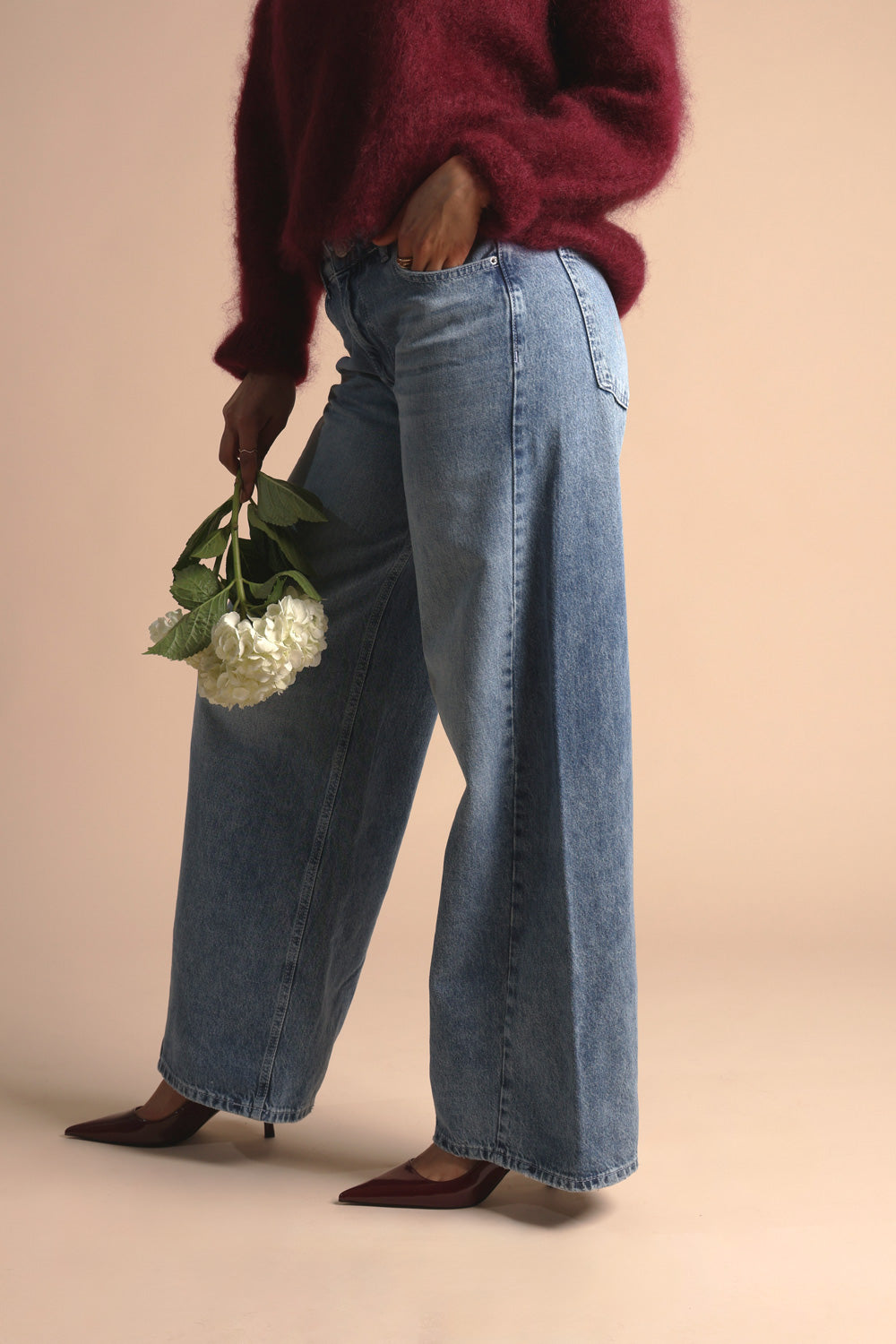 Denim bloom leveälahkeiset farkut