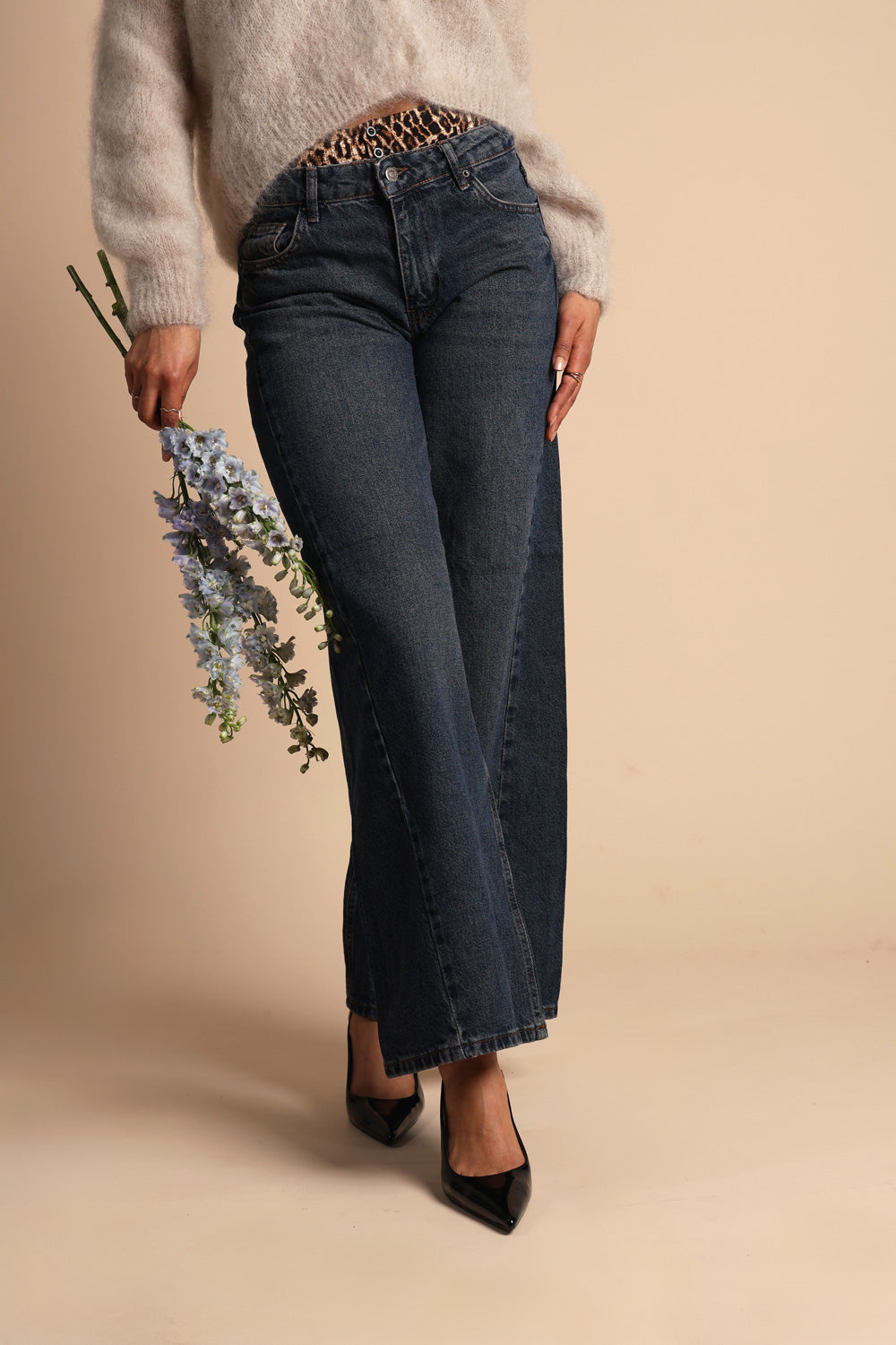 Denim bloom leveälahkeiset farkut