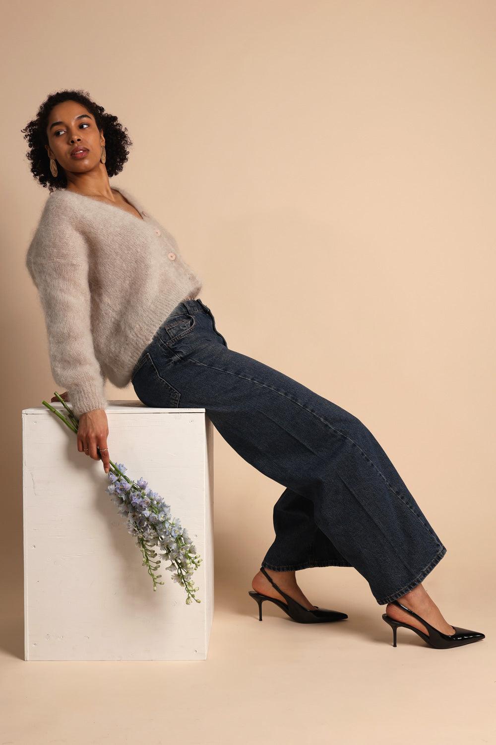 Denim bloom leveälahkeiset farkut