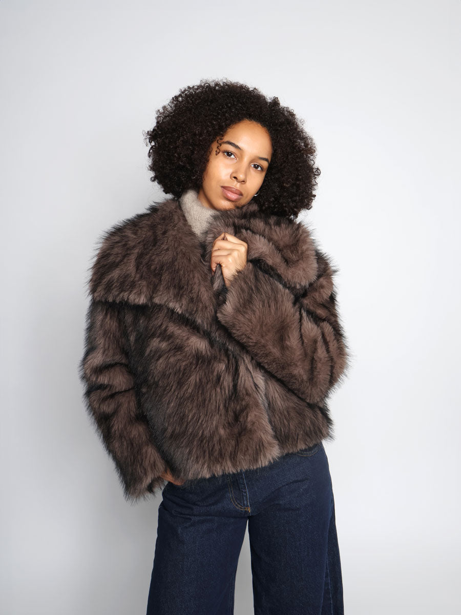 Fur faux fur coat