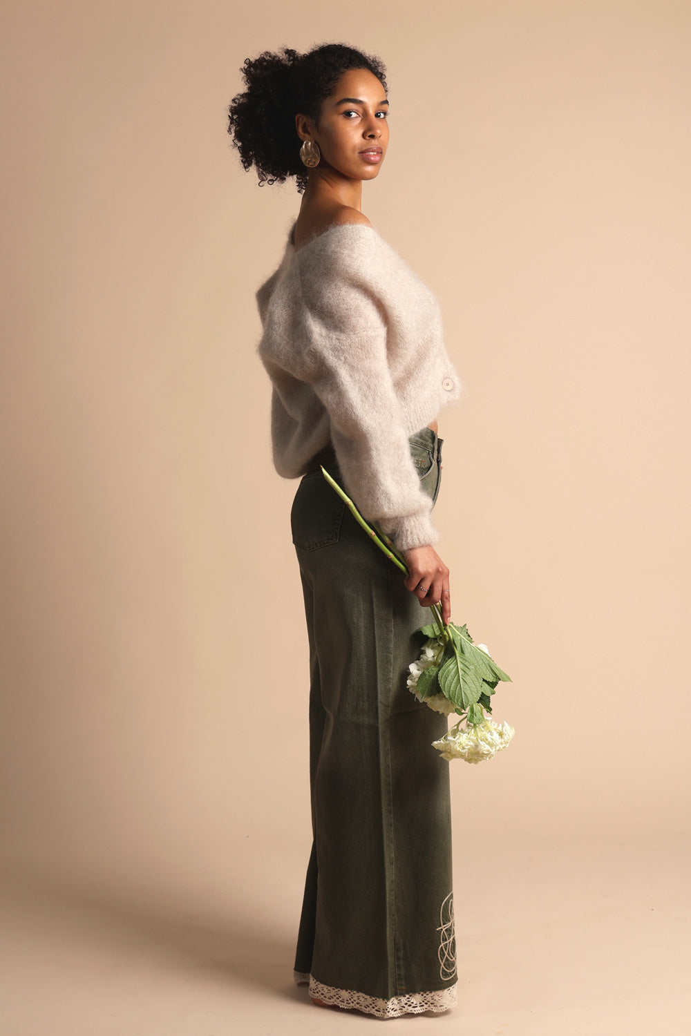 Lace olive palazzo farkut oliivinvihreä