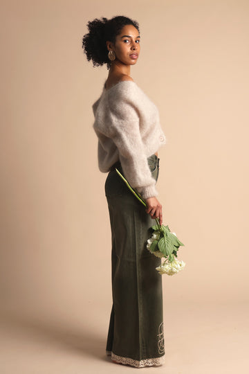 Lace olive palazzo farkut oliivinvihreä
